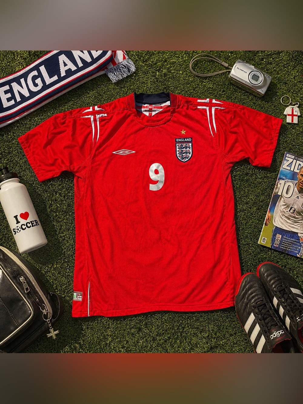 Y2K Umbro England Soccer Jersey Rooney 9 2004-2006 Official